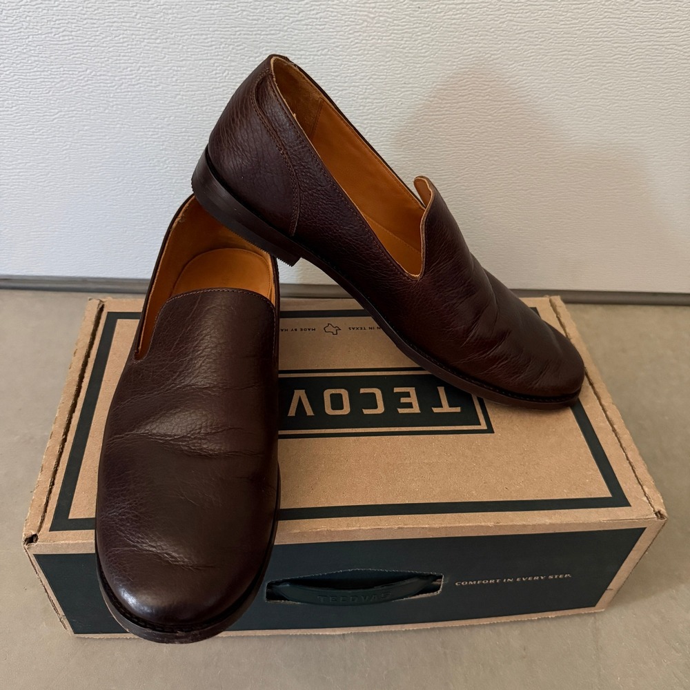 Tecovas The Monterrey Mens 12D Hickory Bison Leather Loafers Slip On Shoes